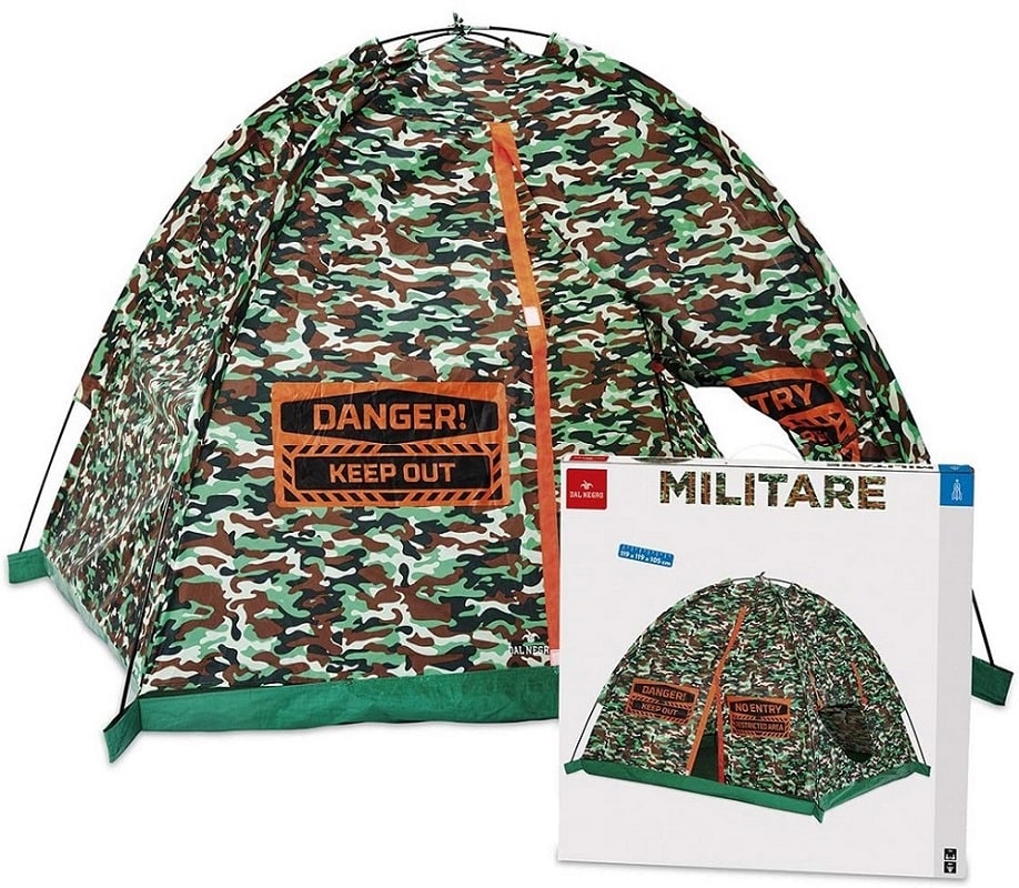 Tenda Militare Verde Tenda Gioco Per Bambini con Finestra Retinata 119xh105 cm.