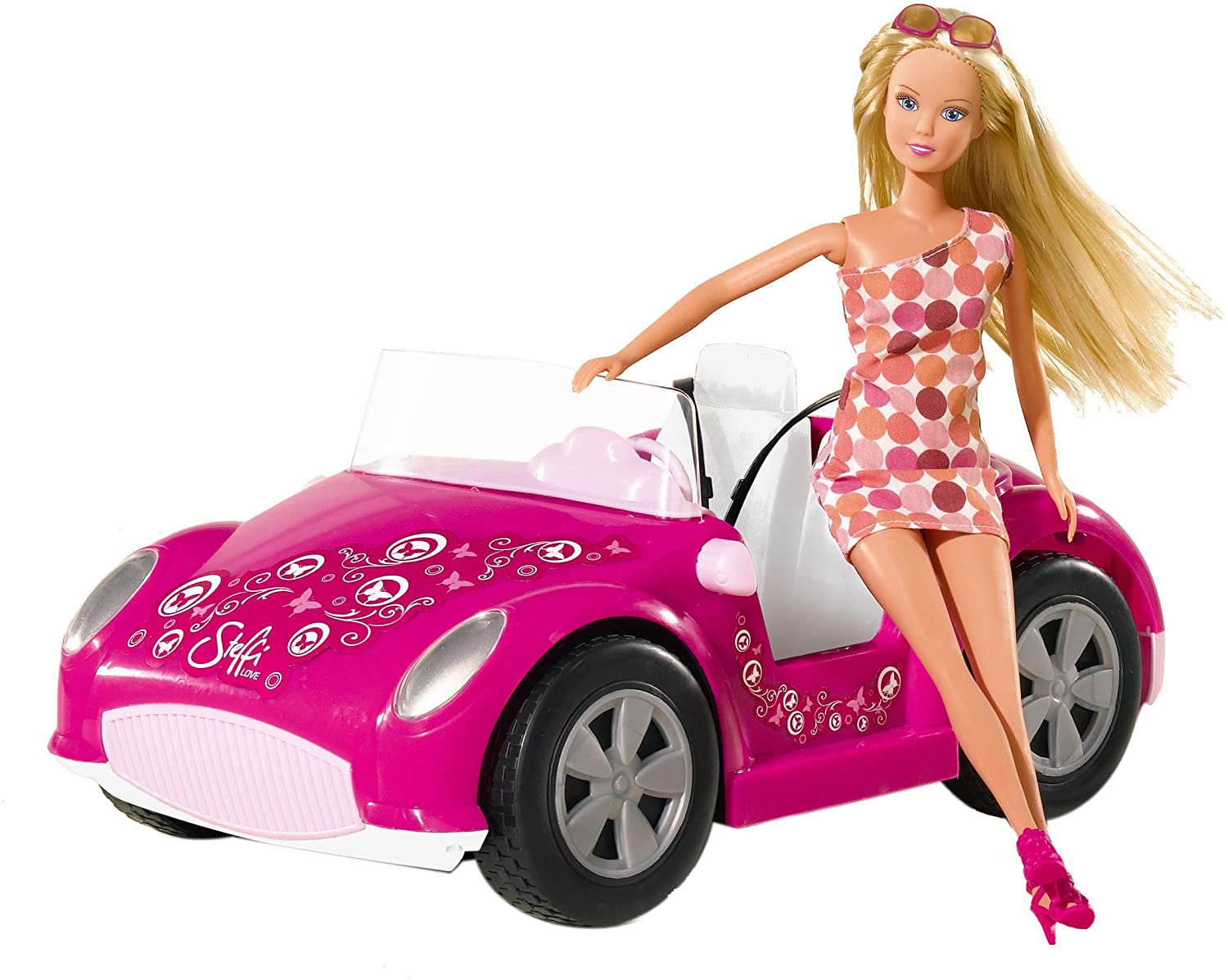 Steffi Love con Auto Cabriolet Rosa Gioco Bambine con Bambola 29cm.