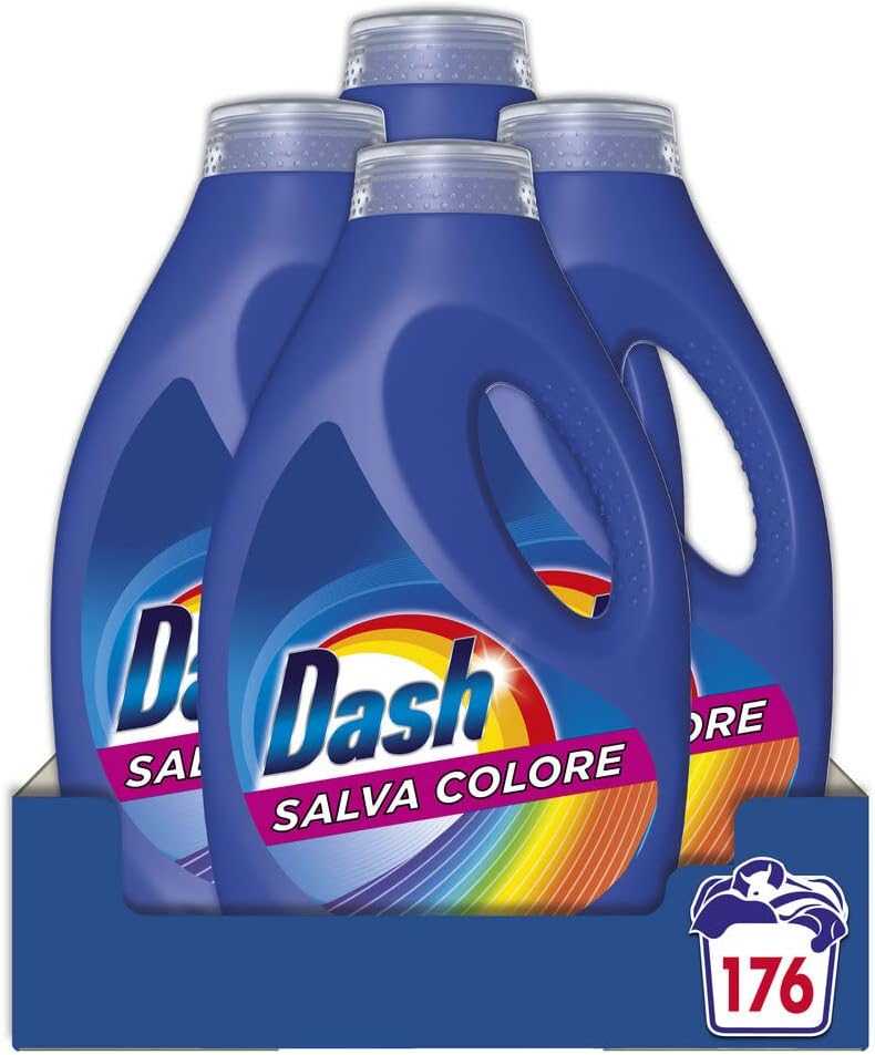 Dash Detersivo Lavatrice Liquido 176 Lavaggi (4x44) Salva Colore Maxi Formato.