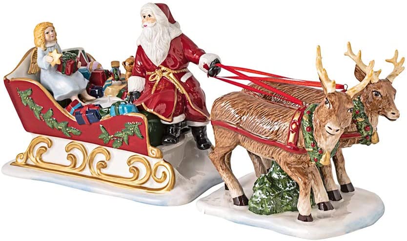Villeroy & Boch Christmas Toys Slitta Babbo Natale con Renne in Porcellana.