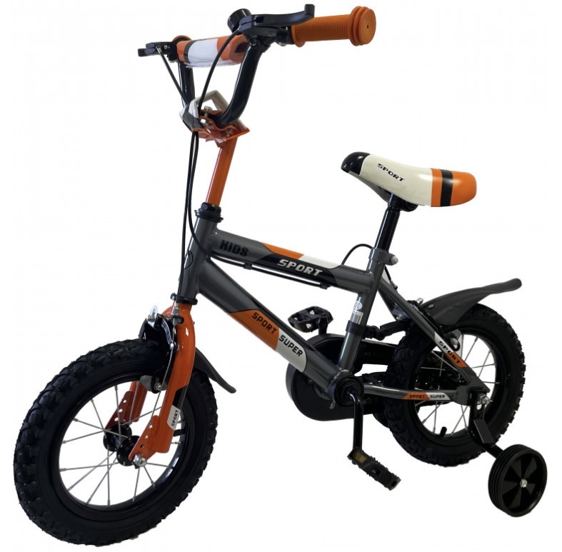 Bici Bicicletta 12'' per Bambino Mod. Sport Rosso con Parafanghi e Rotelle