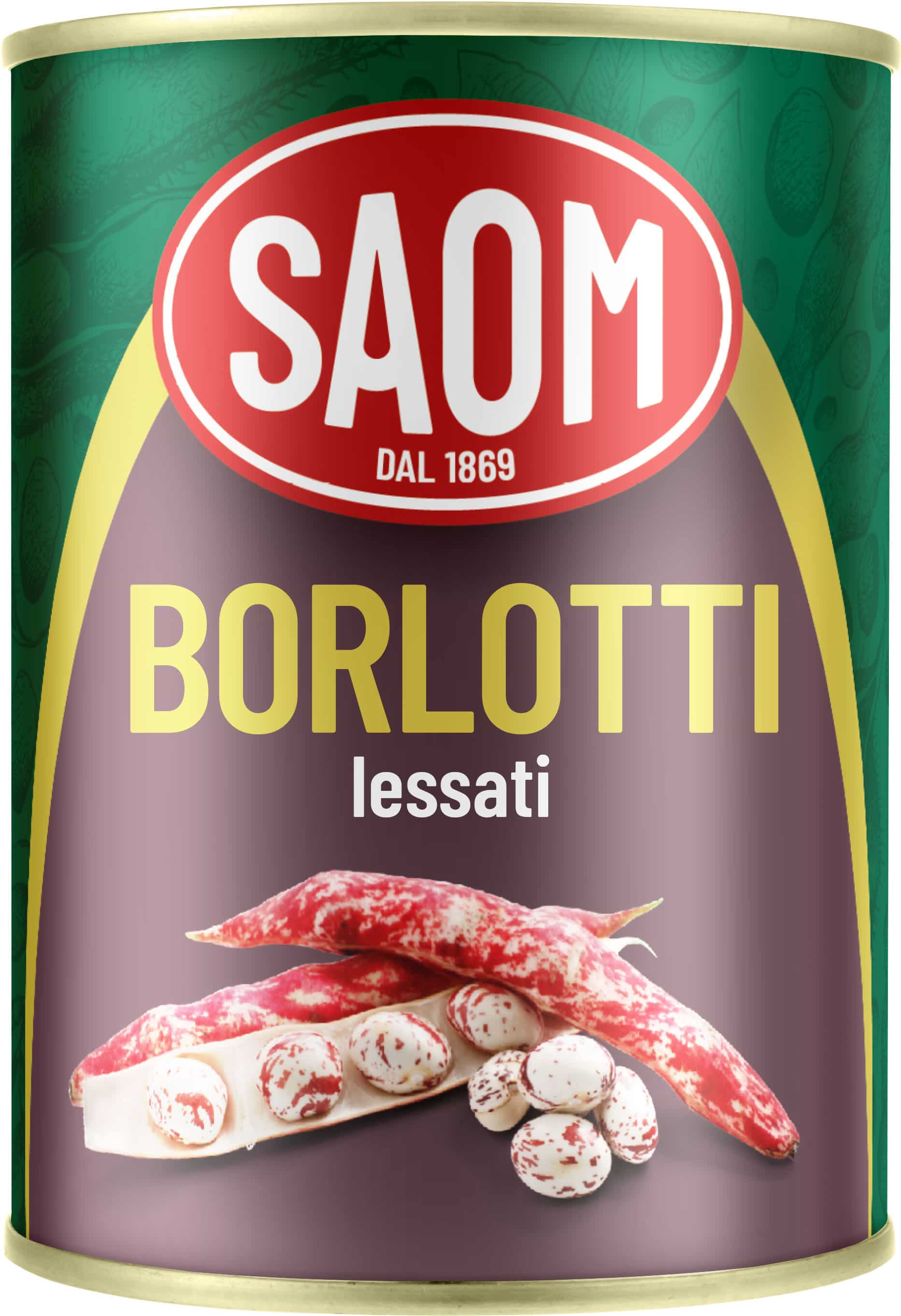 24x Saom Fagioli Borlotti Lessati 400gr in Barattolo Lattina 24x400gr.