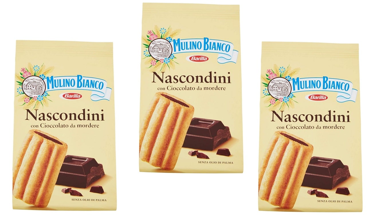 3 Confezioni Barilla Mulino Bianco Biscotti Frollini Nascondini da 300gr.