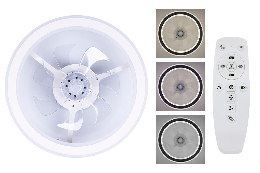 Ventilatore a Soffitto 47cm con Luce Led e Telecomando 3 Velocita' 3 Colori 102W.