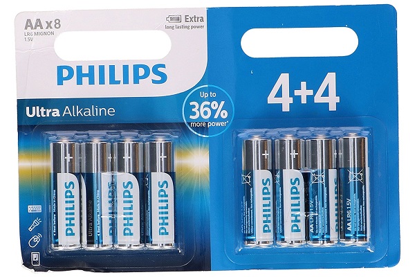 8 Pile Batterie Batteria Alkaline Philips Stilo AA LR06 Confezione Risparmio.