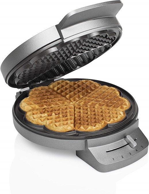 con rivestimento antiaderente 1100 W macchina per waffle rotonda girevole a 180° 50-300 °C per waffel waffel Maker Piastra per waffle belga rotonda in acciaio inox termostato e timer 
