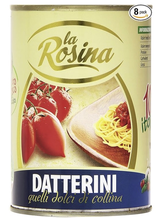 8 Latte di Pomodorini Datterini La Rosina da 400gr 100% Italiano.