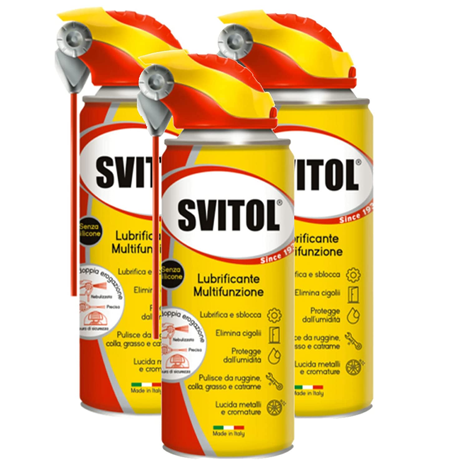 Set 3 Pz SVITOL Multifunzione Lubrificante Spray Erogatore con Cannuccia 500 ml.