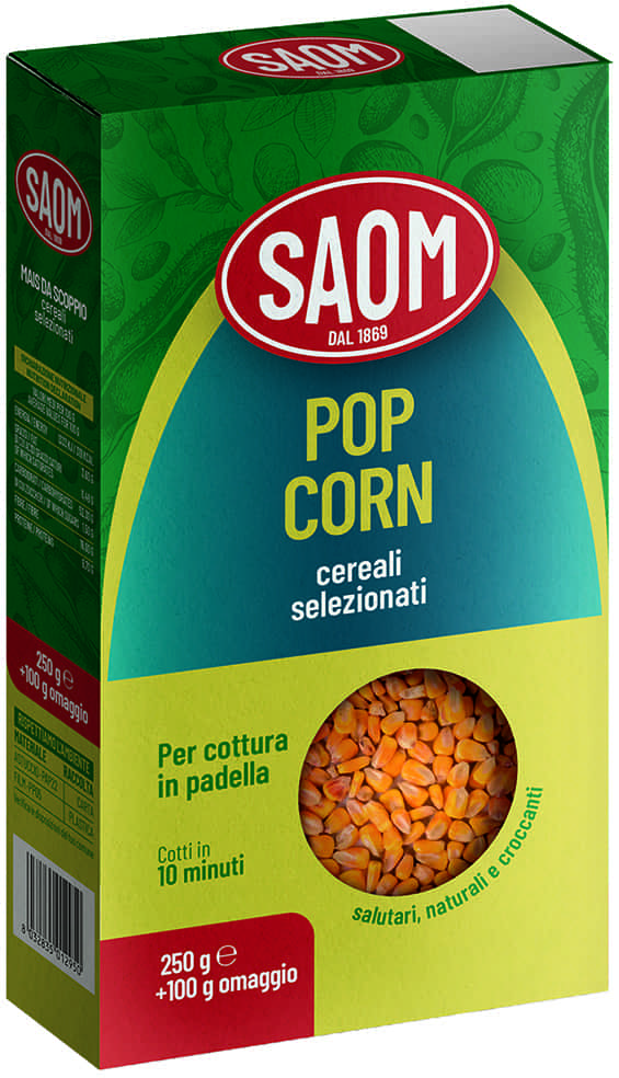 12x Saom Mais Per Popcorn in Scatola da 350gr Per Cottura in Padella 12x350gr.