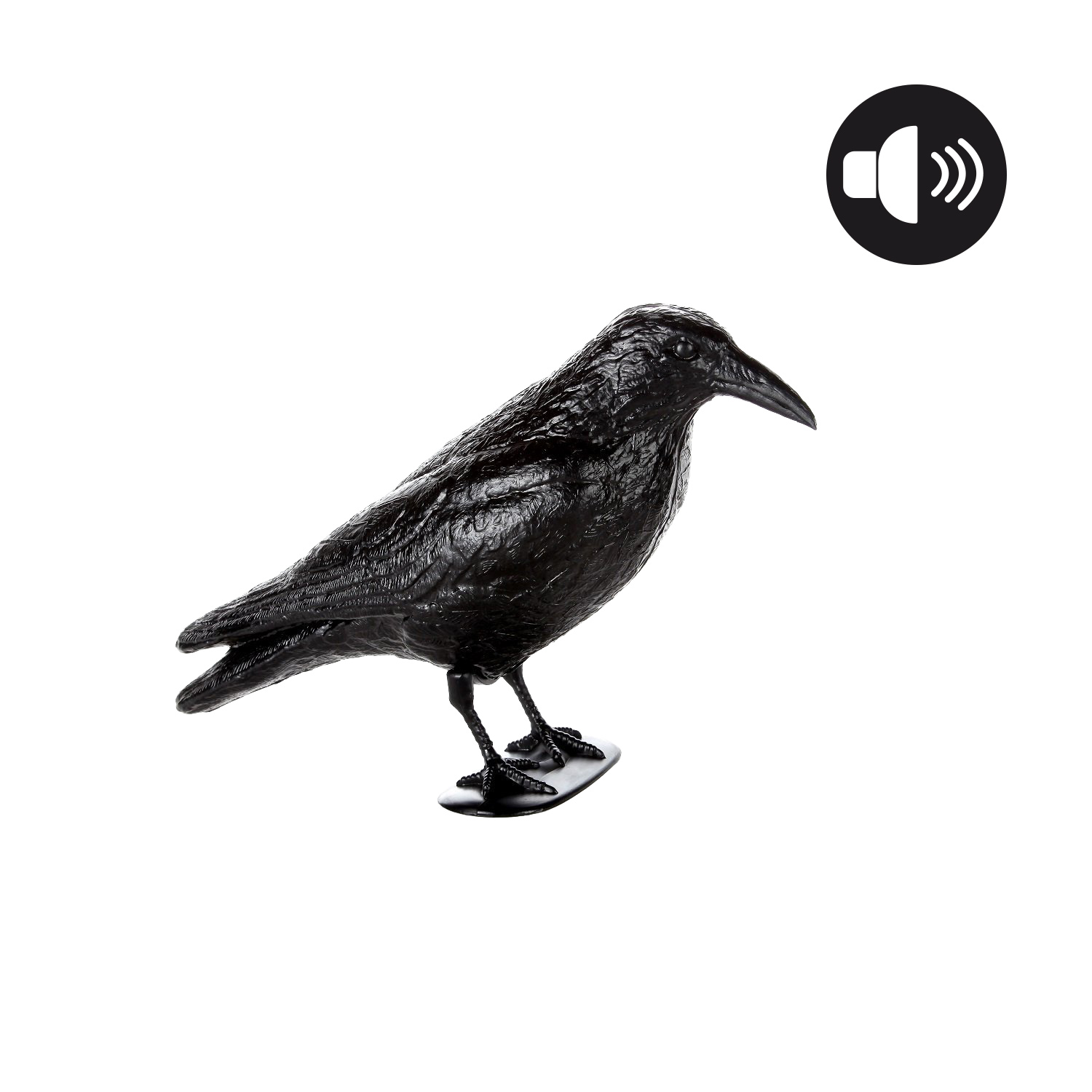 Corvo Dissuasore per Uccelli con Sensore di Movimento e Suono in Plastica Nero