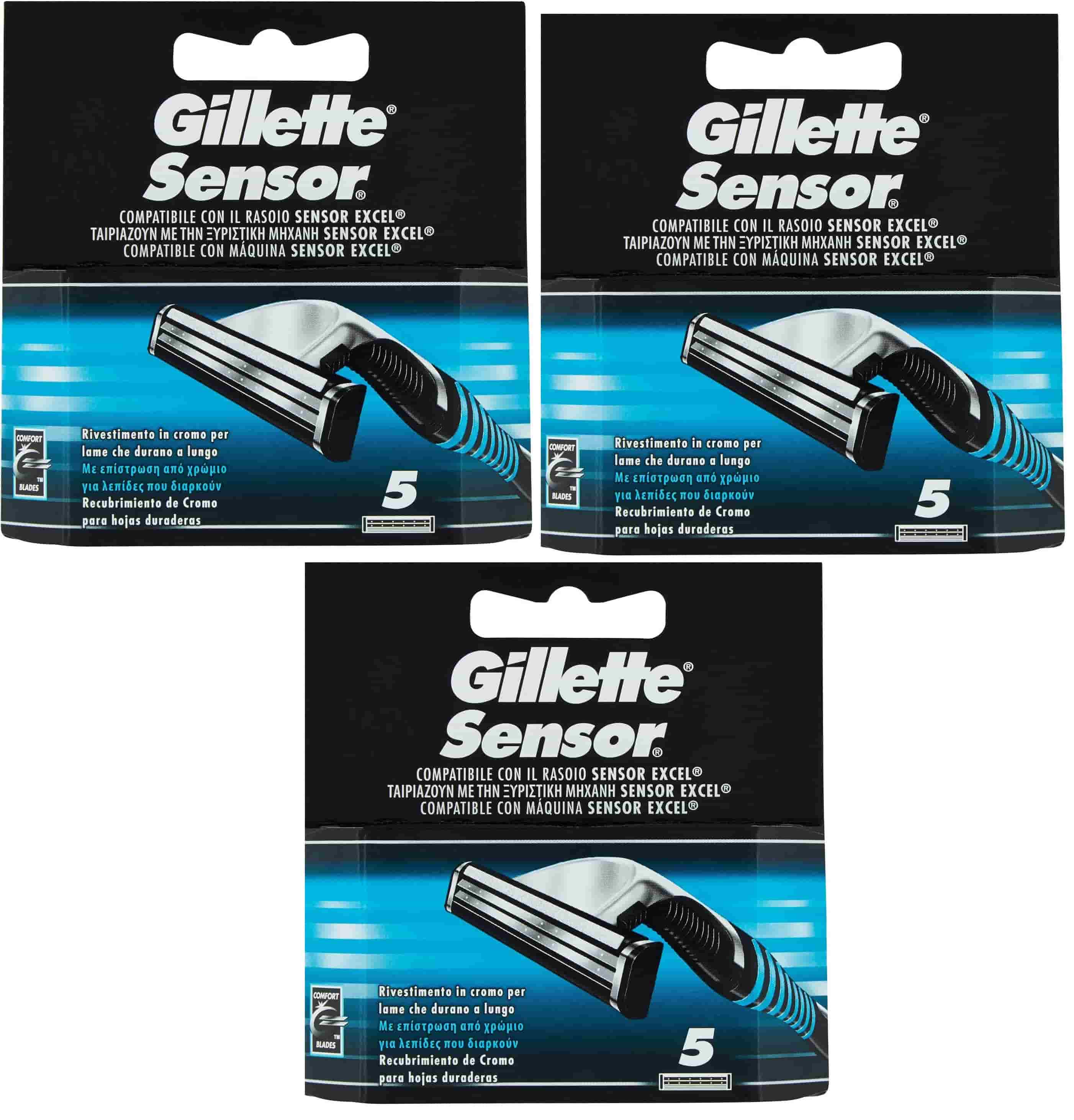 3 Conf Gillette Bilama Sensor Ricariche Testine di Ricambio Rosaio Tot 15 pz.