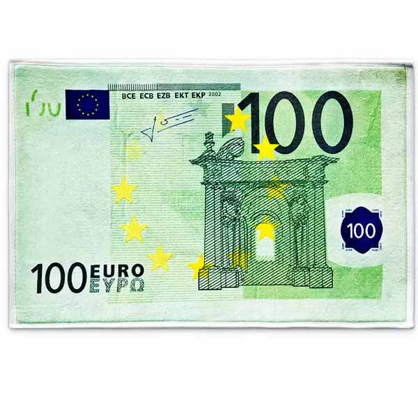 Tappeto con fantasia banconota da 100 euro per arredo bagno o casa 70x45cm.