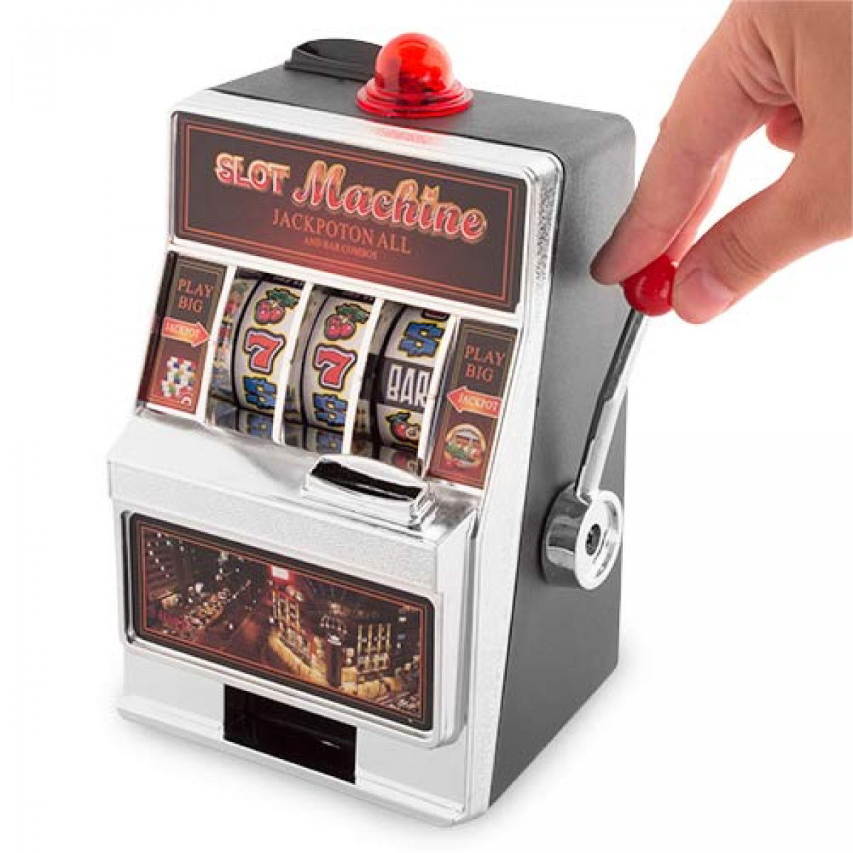 Salvadanaio A Forma Di Slot Machine Con Luci e Suoni a Batteria Jackpot.
