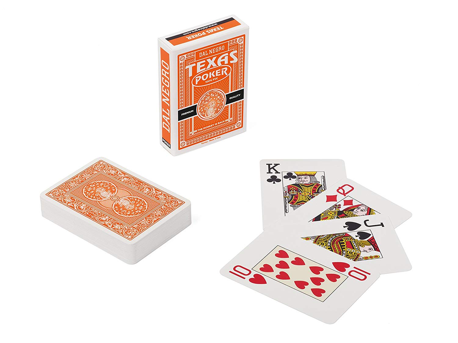 Mazzo di Carte da Gioco Texas Poker Monkey Arancione in Pvc 63x89 mm.