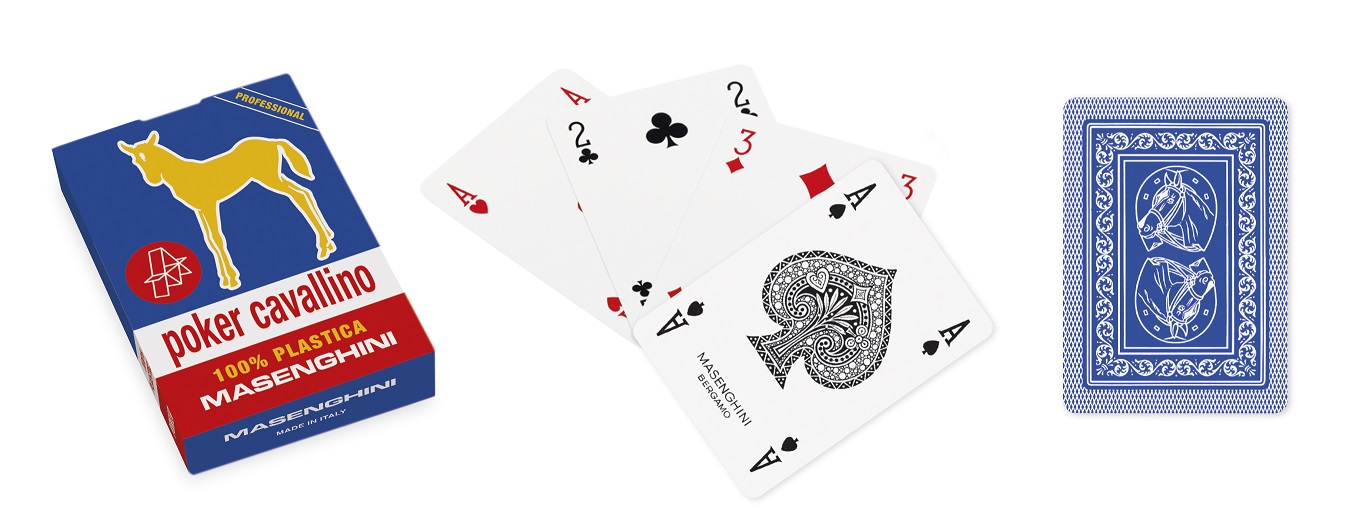 Carte Da Gioco Da Tavolo Per Poker Texas Cavallino Oro In Plastica Blu Casino'.