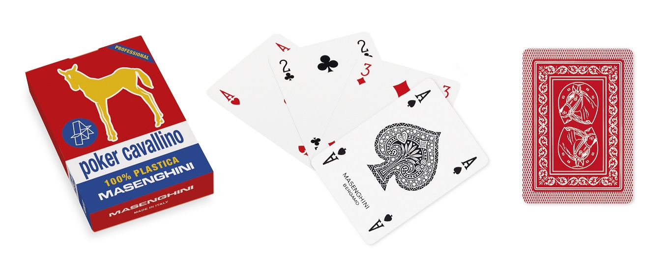 Carte Da Gioco Da Tavolo Per Poker Texas Cavallino Oro In Plastica Rosso Casino'.