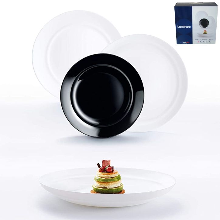 Servizio piatti bianco e nero Luminarc 18 pezzi per 6 persone modello eclypse 