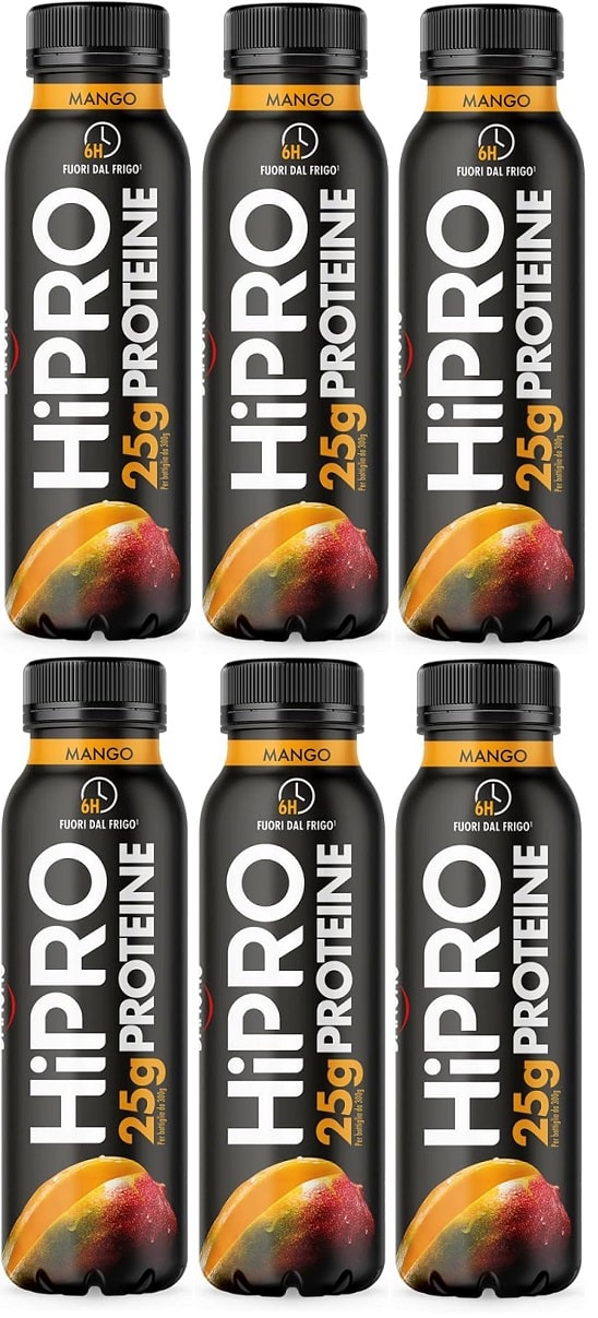 Set 6pz Danone Hipro Drink 300gr Mango Bevanda Proteica 25g Proteine 330ml